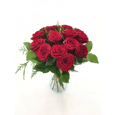 Bouquet 12,15 o 18 rosas rojas cortas - Floristería Caladium